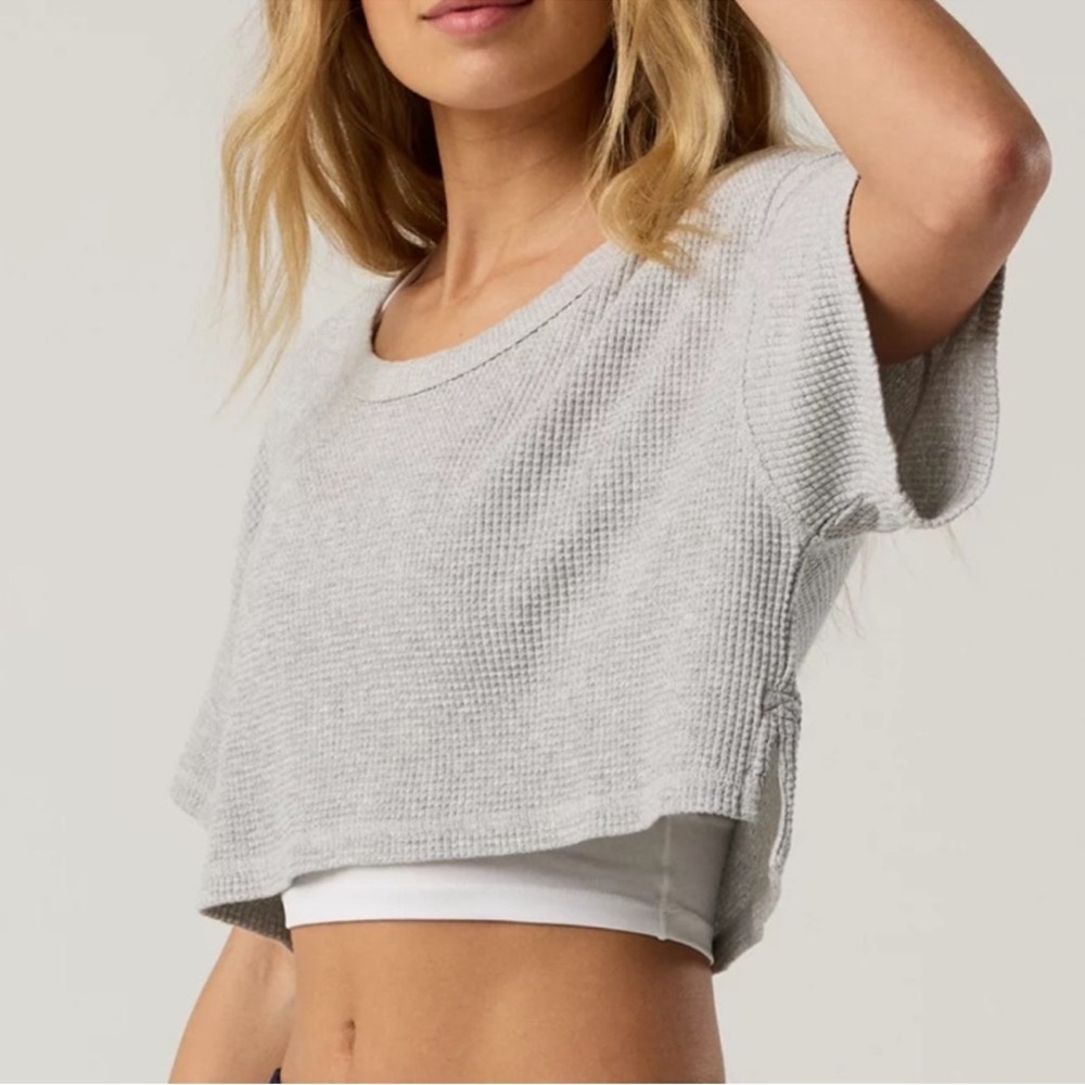 Offline by Aerie Waffle Knit Crop Top- XS Cream Color OVERSIZED Fit